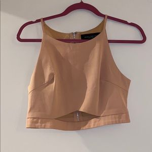 Nude cutout crop top